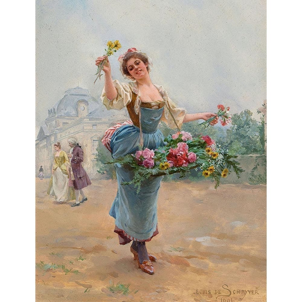 花売りの少女 【20号】 ルイ・マリー・ド・シュライバー 【 額縁が