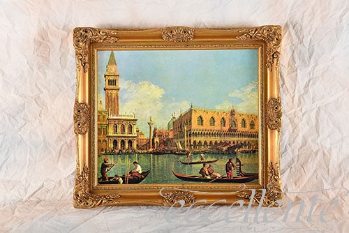 イタリア製 額絵 大 ベネチアゴンドラ｜Q810807111 | イタリア家具