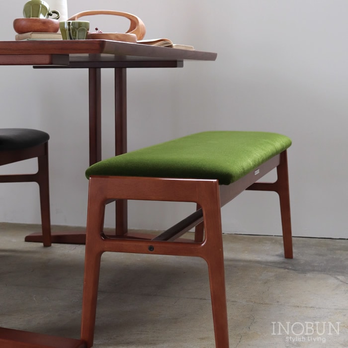 カリモク60 ベンチ モケットグリーン ウォールナット 【店舗取扱有】