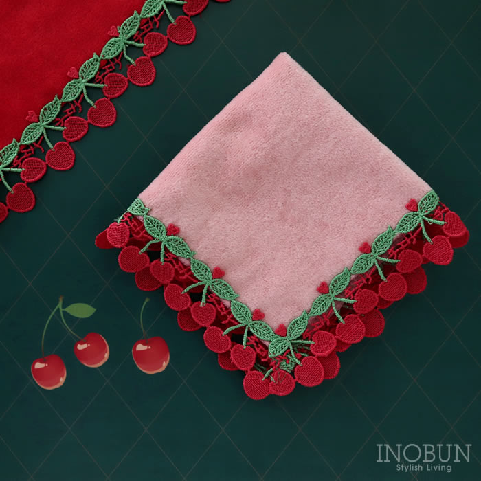 完売】近沢レース店 さくらんぼ ピーチ 7月 シーズンタオルハンカチ