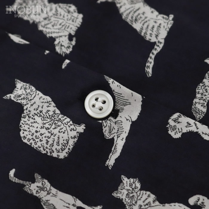 Parkes リバティ バンドカラービッグシャツ Meow/VE ミャオウ ネイビー