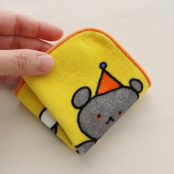 こぐまちゃん キッズ パイルミニハンカチ さよならさんかく イエロー