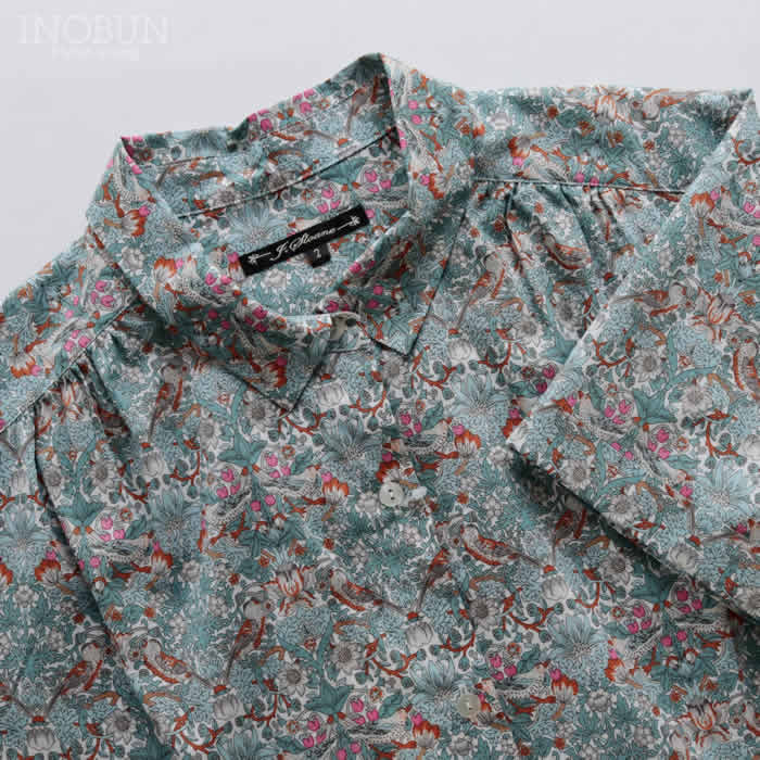 再入荷予定なし】J.Sloane リバティ 半袖 ギャザーレギュラーシャツ