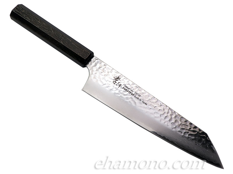 堺孝行 V金10号ダマスカス33層鎚目 剣型牛刀190 なないろPC柄 墨金