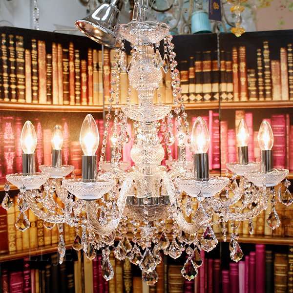LA LUCE】クリスタルシャンデリア 8灯【ボヘミアⅡ】(W660×H640mm