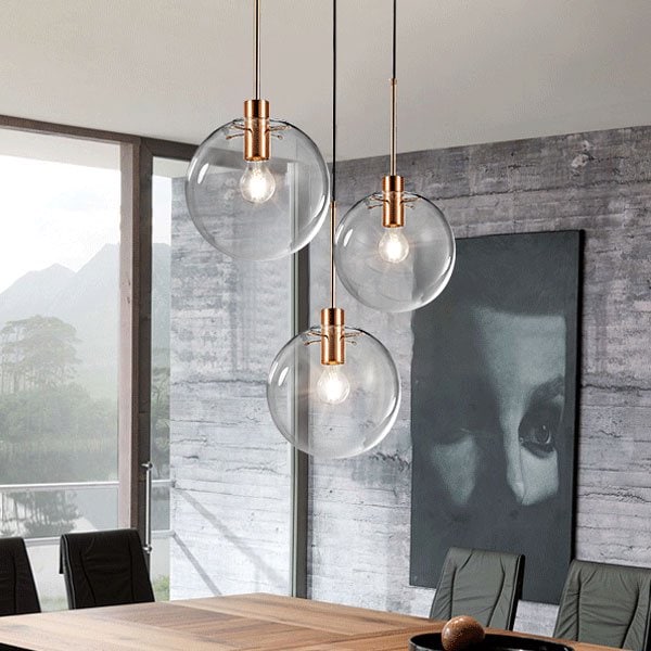 LED ガラスシェードシーリングペンダントライト・3灯・ローズゴールド