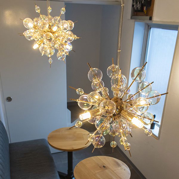 インテリア照明 バブルシャンデリア ガラスボール LED4灯 ゴールド