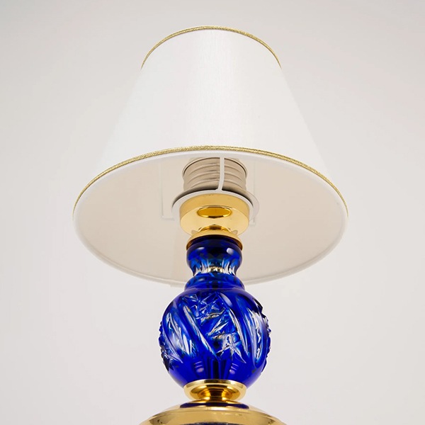 ボヘミアンガラス シェードデスクランプ ブルー（Φ185×H300mm） | EL JEWEL