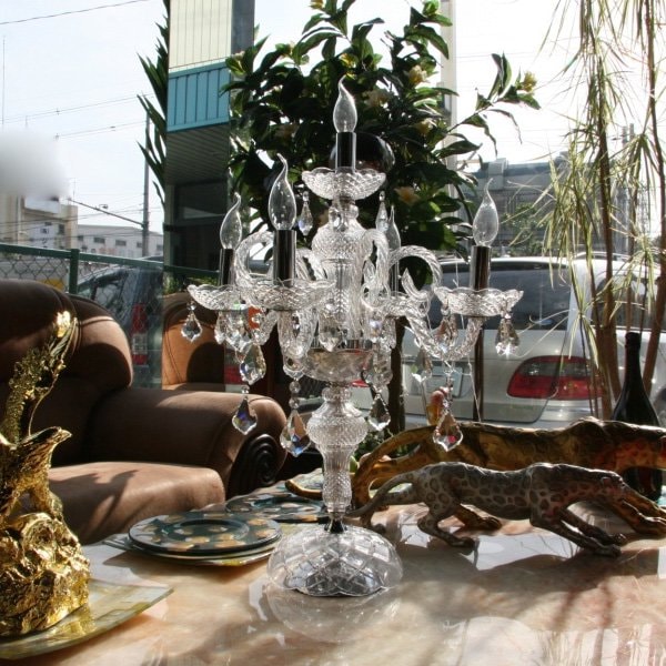 クリスタルガラス製シャンデリア スタンドタイプ5灯 クローム(W520