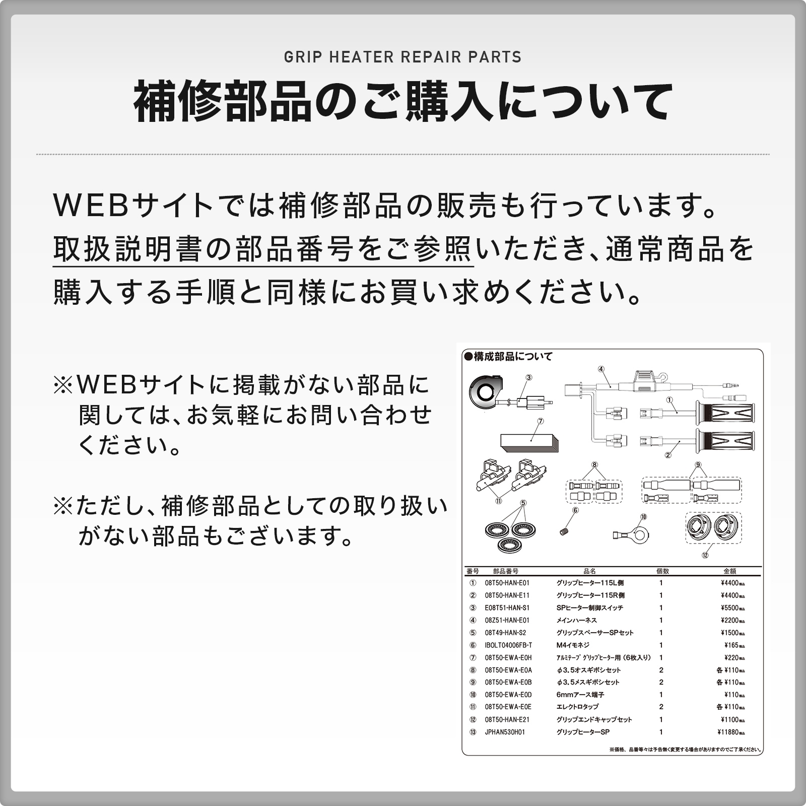 ジクサー150 ED13N ジクサー250 ED22B グリップヒーターセット HG120