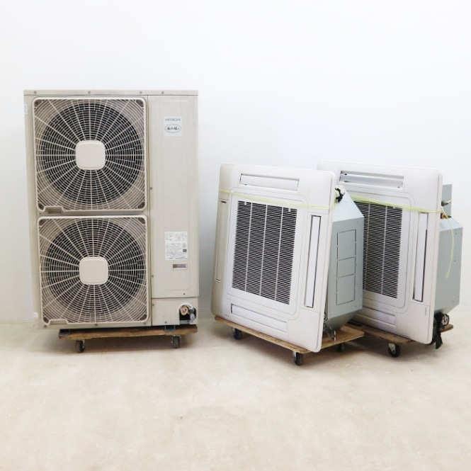 中古】天カセエアコン 日立 外機10馬力 内機5馬力※内機2台※RAS