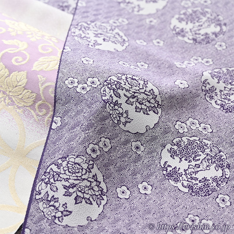 根橋秀治 文久小紋〔江戸小紋〕（雪輪に花景色/青みの紫紺色）竺仙
