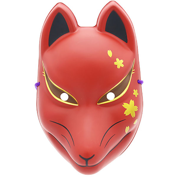お面屋さん 狐面（桜模様 赤） 1枚入 | 1.縁日グッズ,お面,和風お面,狐