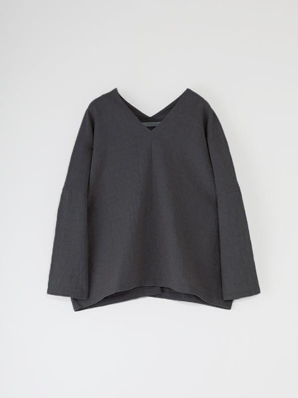 evam eva｜linen cotton V neck pullover｜ladies',tops