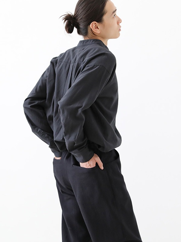 evam eva｜cotton wool band collar shirt [men's]｜men's