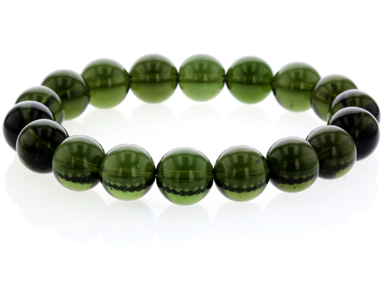 モルダバイト ブレスレット 12mm玉 No.8 （鑑別書付き） 【リユース