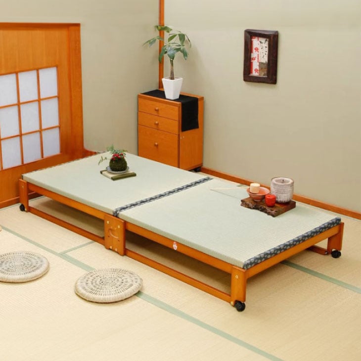 日本製 中居木工 らくらく折りたたみ式畳ベッド ワイド NK-2710