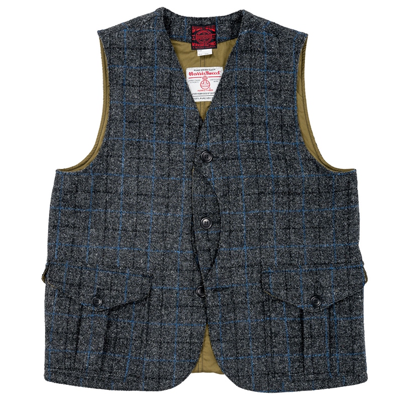 WORKERS/ワーカーズCruiser Vest Harris Tweed, Black x Blueの通販