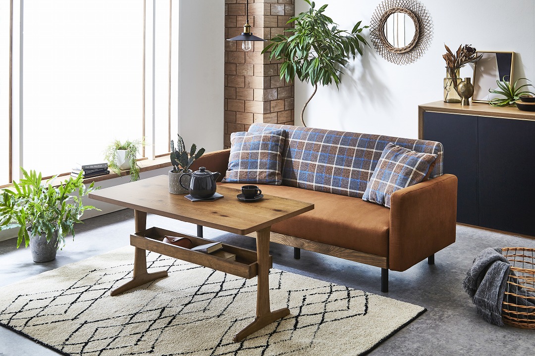 2.5人掛けソファ ラモーン ストライプ柄/チェック柄 ヌバック風