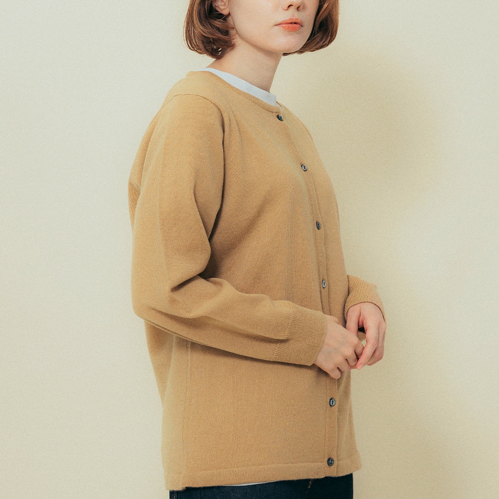 カシミヤ100％ クルーネックカーディガン | Material,Cashmere | FUKAKINET