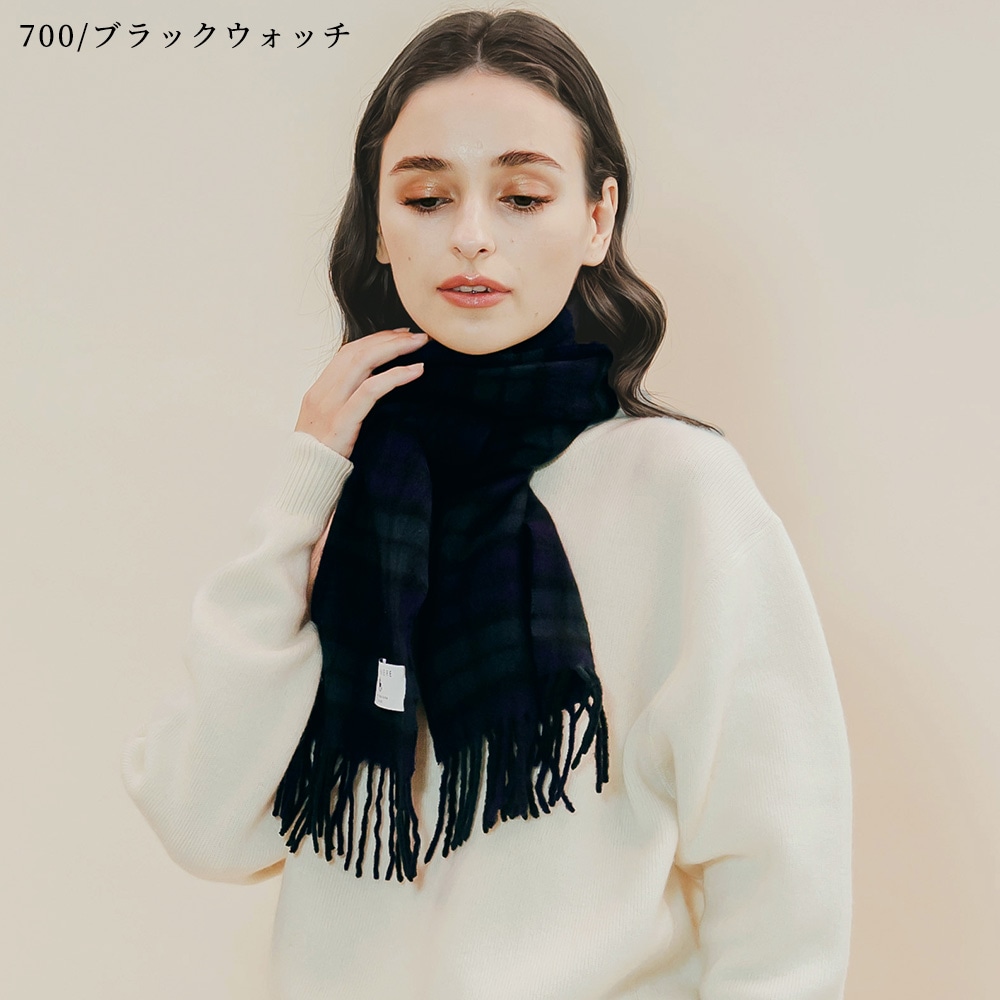 カシミヤ100％ チェックミニマフラー | Muffler | FUKAKINET