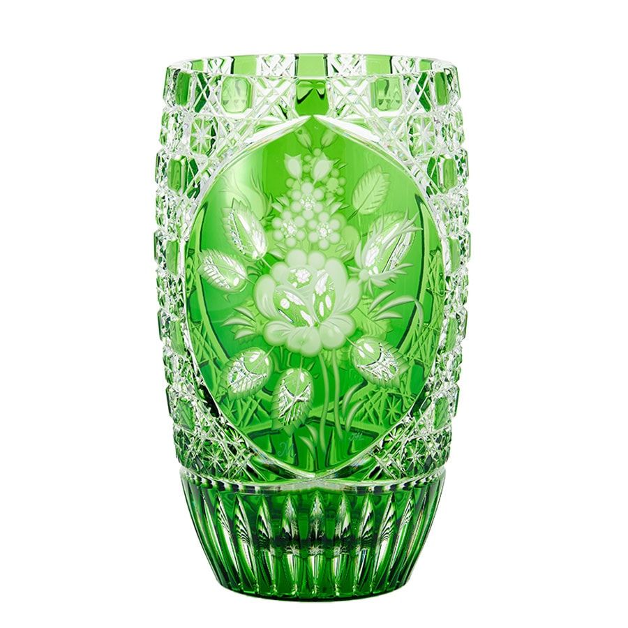 マイセンクリスタル 色被せ花瓶「バラとオーキッド」 RO/205/26AZ