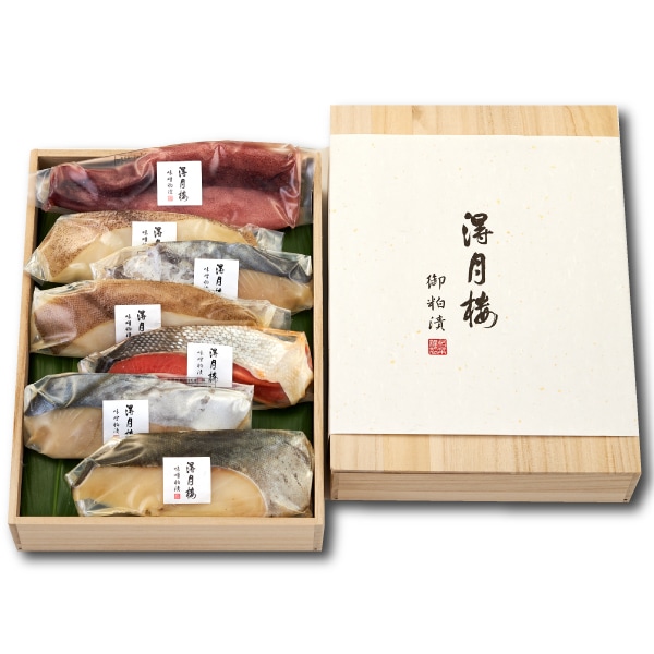 魚介味噌粕漬詰合せ F-2 （7点 木箱入）|銀座若菜公式通販サイト｜東京