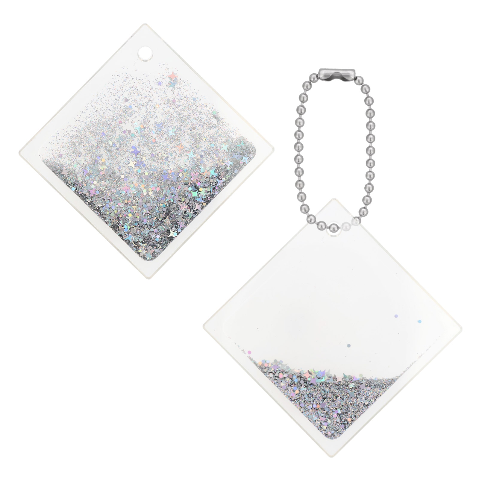 オイルインアクリルキーホルダー 50×50×5mm クリア 無地 パーツ/ボール