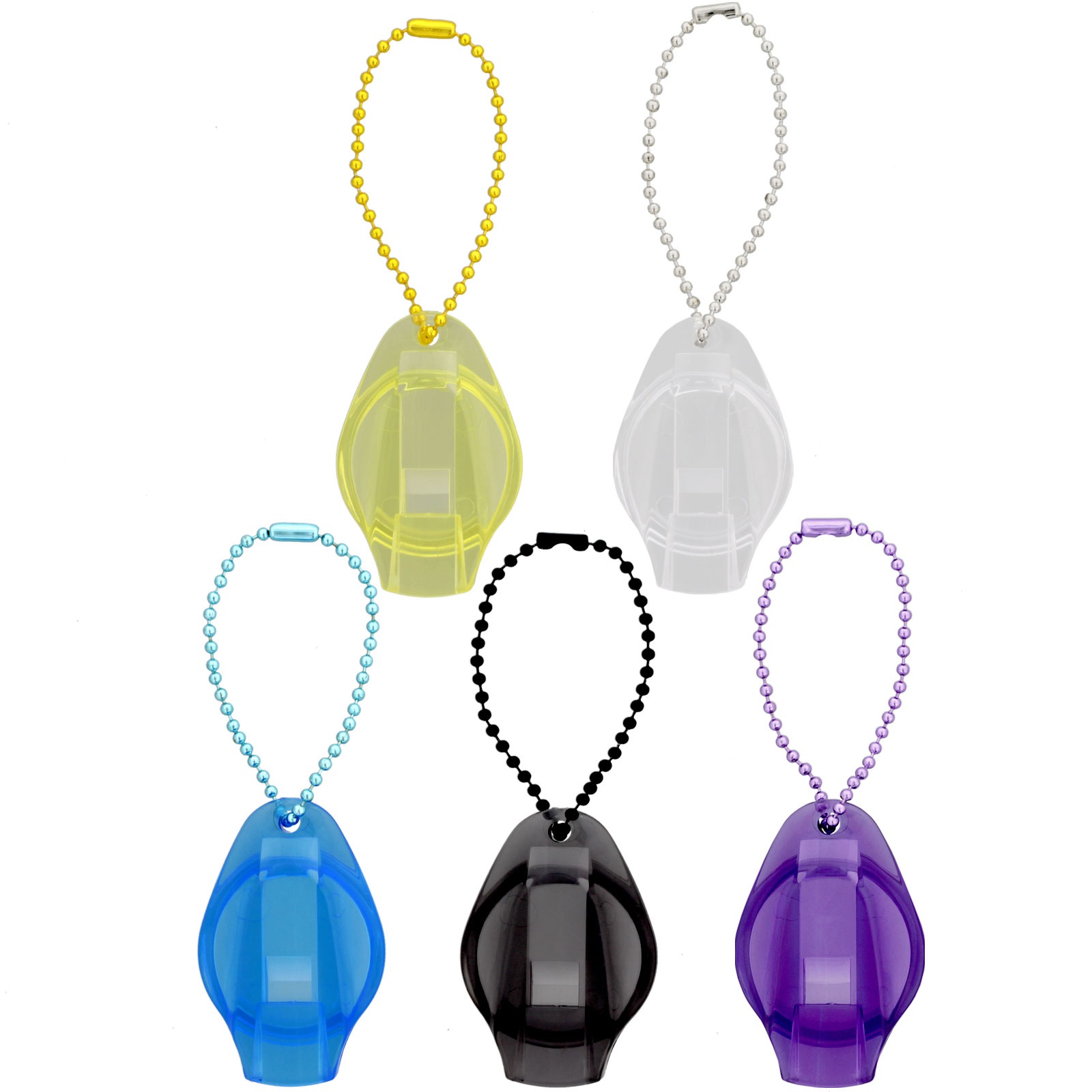 プラスチック（ABS製） ホイッスル ボールチェーン付き クリア 【在庫