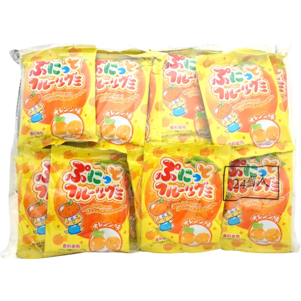 40円 やおきん ぷにっとフルーツグミ オレンジ味 [1袋 24個入]：駄菓子