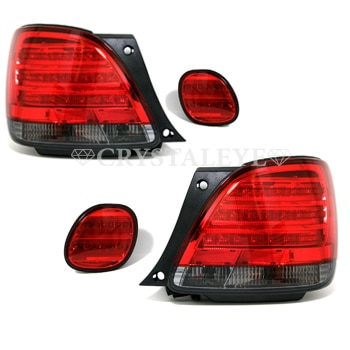 JZS161 アリスト　GS風赤白LEDテールランプ 4個セット 16系 アリストLEDテールランプ 4ピースセット<BR>レクサスGS