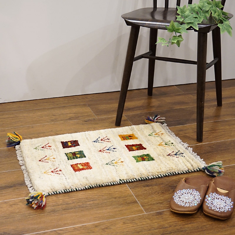 手織りギャッベ GB60-185 59×39cm 小さめ玄関サイズ | □ギャッベ