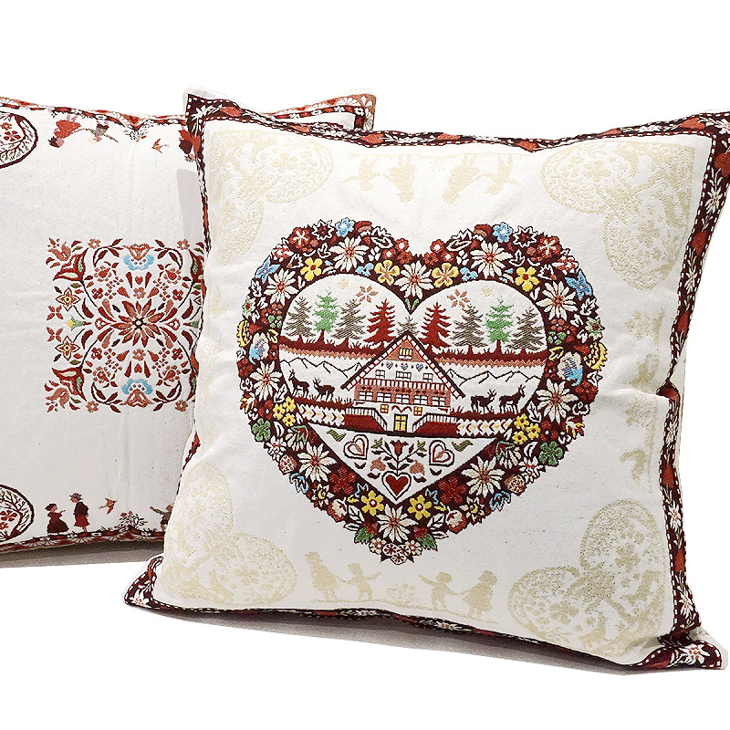 フランス製ジャカード織クッションカバー45cm角 両面柄ちがい◇FCC-PLG