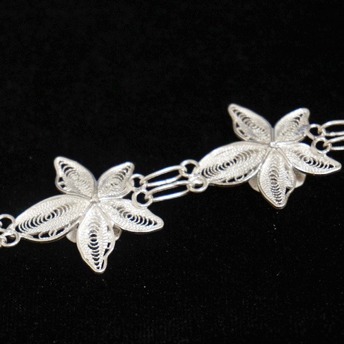 トルコ伝統の銀線細工 テルキャーリ ブレスレット TK-B16-FLW1