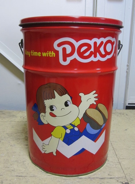 不二家 ペコちゃんの大きな缶 スツール缶 | 昭和レトロ,昭和レトロ生活