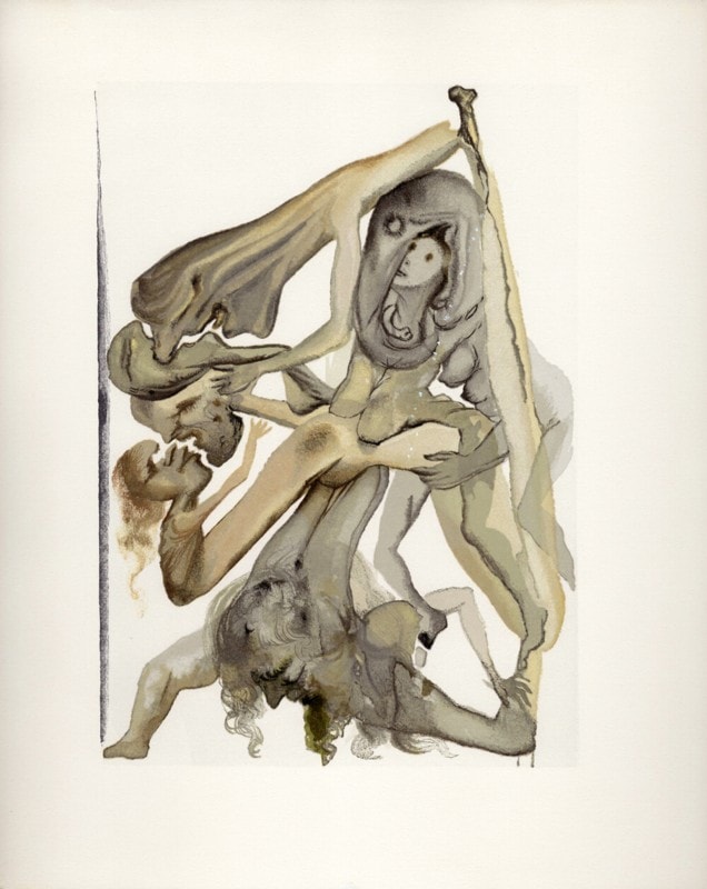 サルバドール・ダリ「ダンテ『神曲』」より 地獄の辺土☆額装つき☆