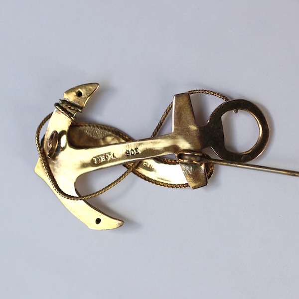 イギリス アンティーク アンカー 9ct gold ブローチ