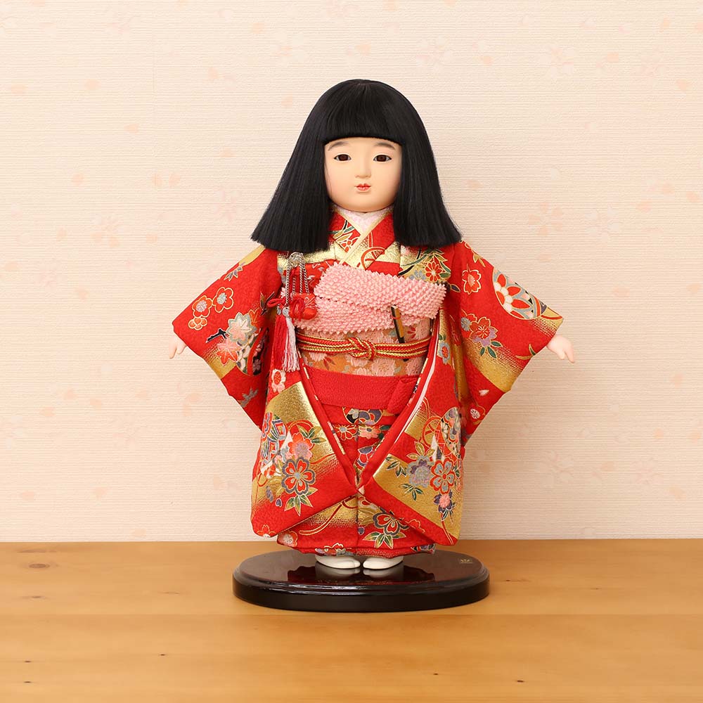 市松人形 齊藤公司作 9号 9b-08a-j 横幅30cm