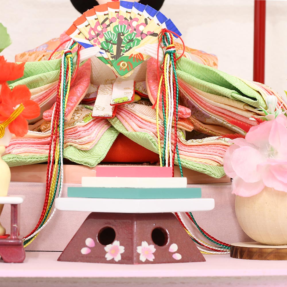 雛人形 工房天祥 小芥子親王 ピンク 白 パノラマ アクリル ケース飾り