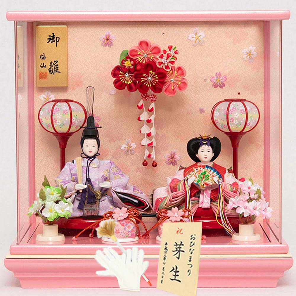 雛人形 工房天祥 親王飾り 髪飾り付き珊瑚 ケース飾り 前面アクリル