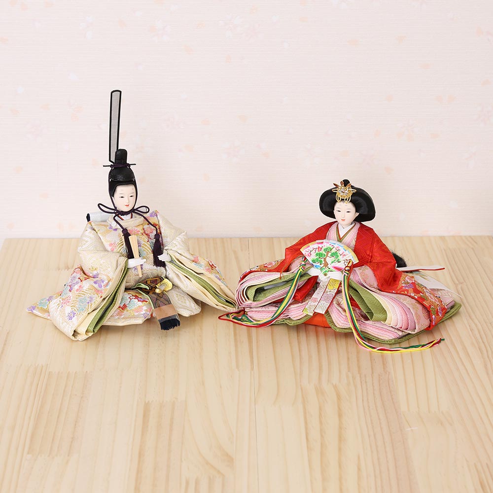 雛人形 うるはし雛 小三五親王 親王飾りピンク富士三曲屏風 横幅60cm