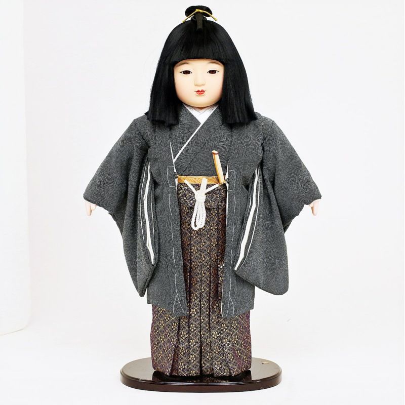 雛人形 公司 市松人形 15号 男の子 小紋柄 横幅37cm