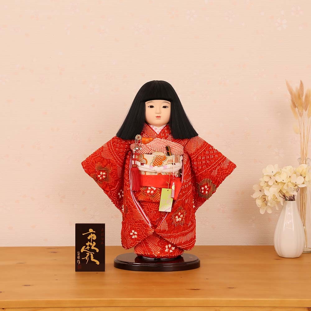 市松人形 齊藤公司作 10号 愛ちゃん 正絹絞り 10l-100a-j