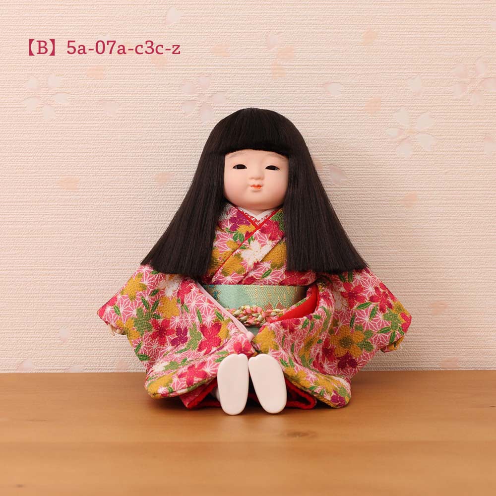 市松人形 齊藤公司作 5号 n23kt5-c1 横幅18cm