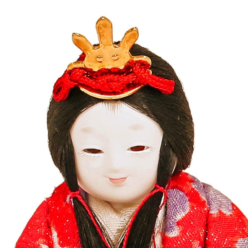 雛人形 工房天祥 木目込み こひな 三人官女 正絹裂地 赤桜 横幅6～8cm