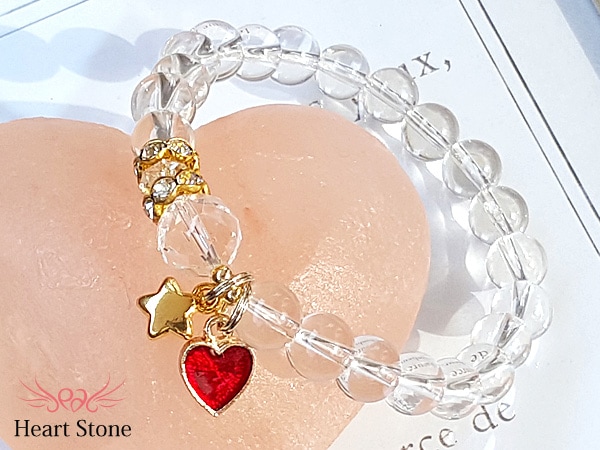 さかい‼️ハートの水入水晶とホワイトトパーズのブレスレット 最高品質