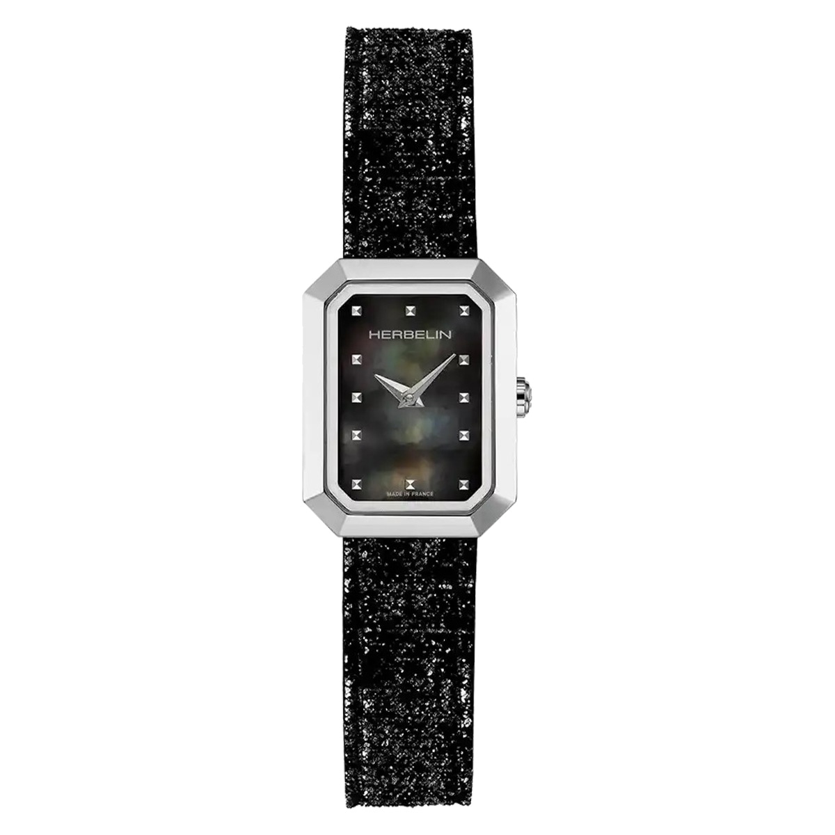 OCTAGON 八角形 クオーツ レディース 革ベルト ブラック シルバー