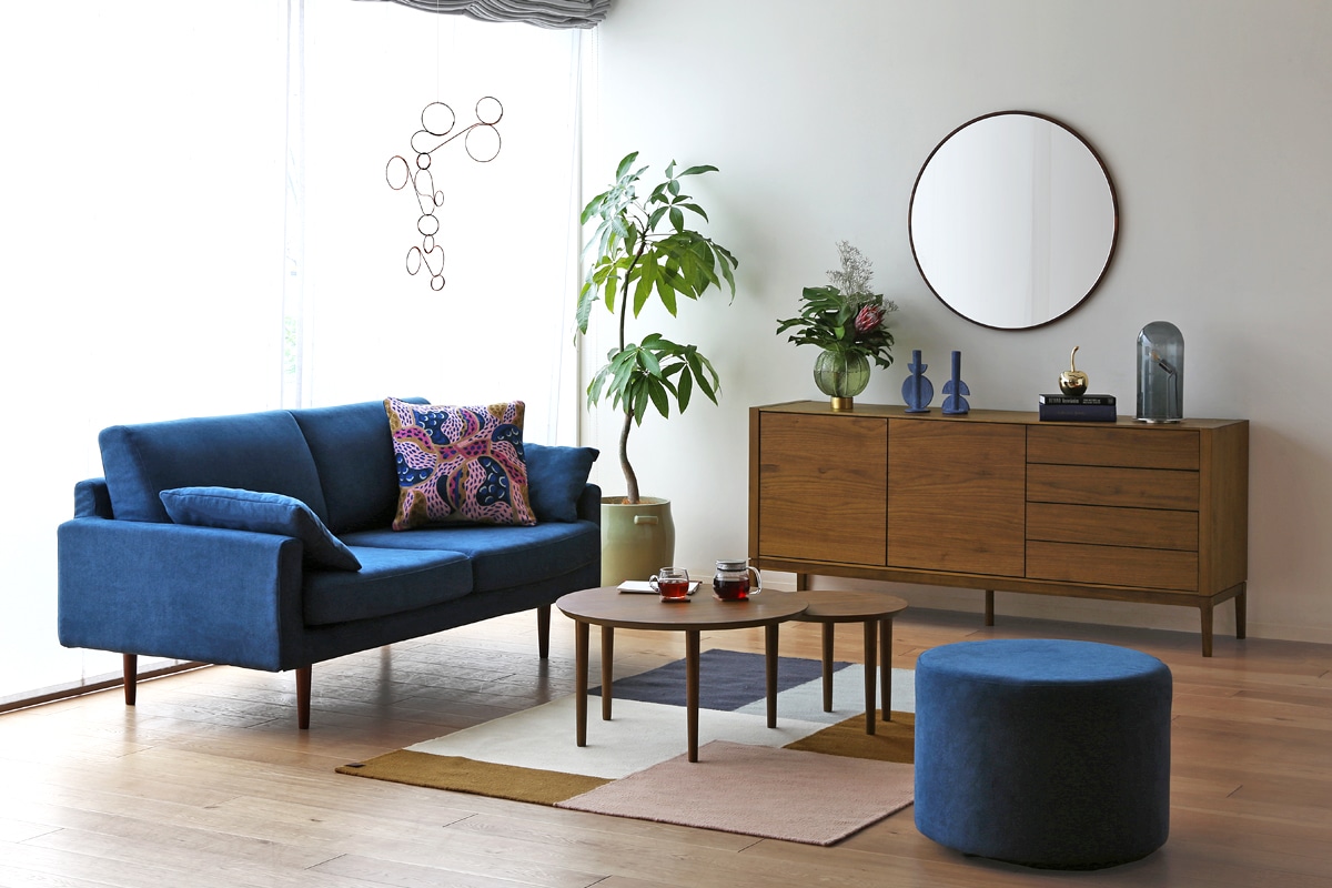 LEO SOFA 3人掛け ライトブルー オーク脚/ウォルナット脚