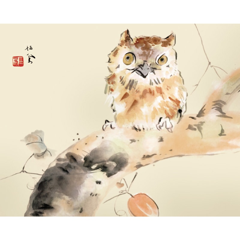 竹内栖鳳『みゝづく』額 : アートの友社 竹内栖鳳『みゝづく』額