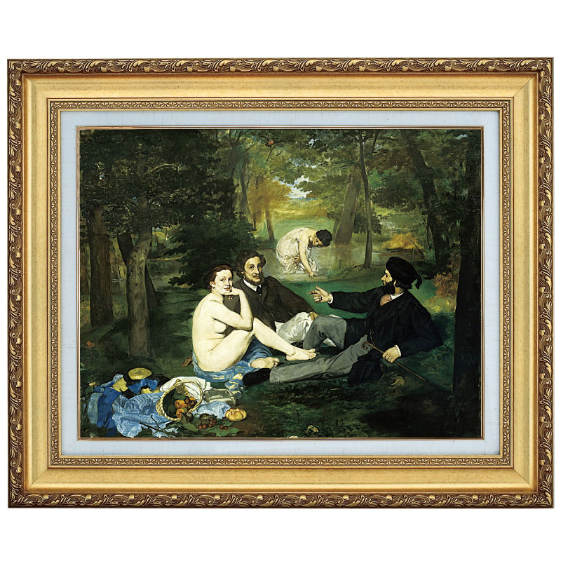 マネ 作品 草上の昼食 10号 立体複製名画 絵画 額付き インテリア